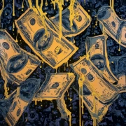 Dance of Golden Drops on Banknotes