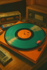 Vinyl Magic: Retro Tape Recorders and Musical Instruments