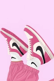 Floating Nike Sneakers On Pink Background