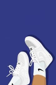Nike Flying Sneakers On Blue Background