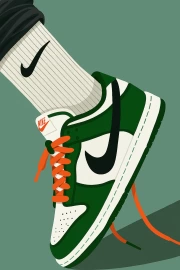 Bright and Moving: The Iconic Nike Sneakers on the Wall