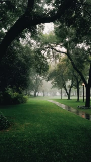 Misty Park: Winding Paths and Natural Architecture