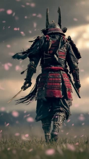 The Eternal Path of the Samurai Among the Blooming Petals