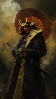 Mysterious Samurai in a Colorful Mask