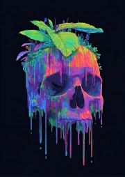 Psychedelic Skull: Flower Symphony