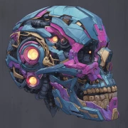 Futuristic Skull in Bright Colors