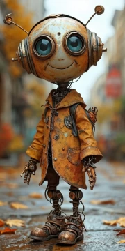 Mechanical Gentleman in Retro Coat: Steampunk Charm