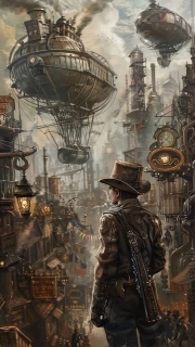 Mysterious Traveler in the World of Steampunk Machines
