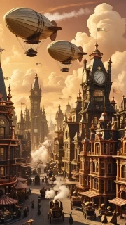 The Majesty of Airships: Steampunk Over a Victorian City