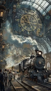 Epic Steam Locomotive: Victorian Steampunk Landscape
