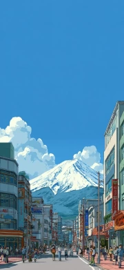 Harmony of City Lines and Mountain Peaks: Architectural Street