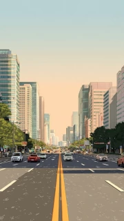 Architectural Symphony of Streets and Skyscrapers