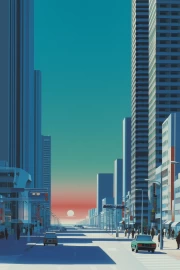 Sunset Glow Between Skyscrapers: Modern Urban Magic