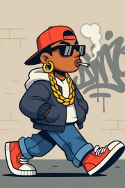Streetwear Icon: Stylish Character in Sneakers