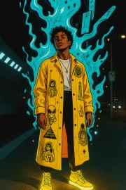 Street Energy: Stylish Character in Coat Streetwear Hype Culture