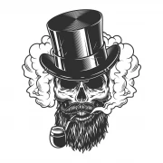 Skull Tattoo in Top Hat with Pipe: Cheeky Charm