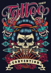 Skull and Masks: Vivid Tattoo Design