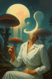 Trip to the Moon World of Giant Mushrooms: Mysterious Figure