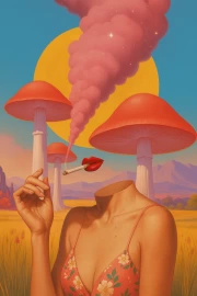 Tropical Mushrooms and Smoke: Psychedelic Immersion