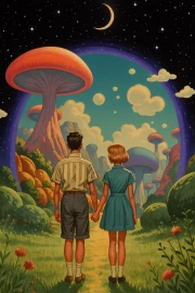 Giant Mushrooms Under the Starry Sky: Trippy Dive