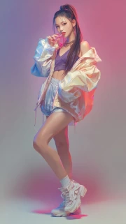 Neon Nostalgia: Y2K Style in Shorts and Jacket