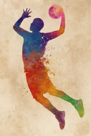 Basketball Explosion of Energy: The World of Sports in Bright Colors