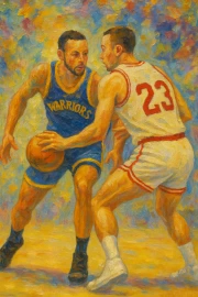Basketball Energy: A Vibrant Battle on Canvas