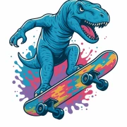 Daring Dino on Skateboard: Energy of Sport