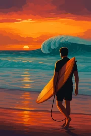 Sunset Surfing: Waves and Sports