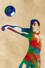 Volleyball Explosion: Sports Energy on Canvas