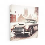 Vintage Aston Martin in Snowfall - Timeless Elegance