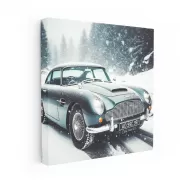 Vintage Aston Martin in Snowfall - Timeless Elegance