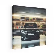 Sleek Black BMW in Garage - Elegance Meets Performance