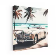 Vintage BMW Convertible by Beach - Timeless Elegance