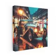 Vintage Bugatti Under Moonlight - Classic Elegance at Night