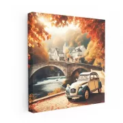 Vintage Citroen on Classic Bridge - Timeless Elegance