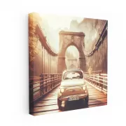 Retro Fiat Over Bridge - Vintage Style, Timeless Charm