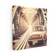 Vintage Fiat on Old Bridge - Classic Retro Charm