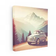 Vintage Fiat in Mountains - Classic Retro Charm