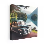 Vintage Ford by Lake - Classic Retro Charm in Motion