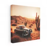 Vintage Jaguar in Desert - Retro Charm and Timeless Elegance