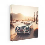 Vintage Jaguar in Desert - Timeless Elegance