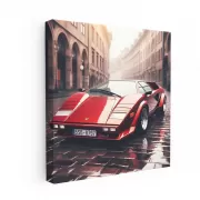 Retro Lamborghini in Rainy Weather - Timeless Elegance