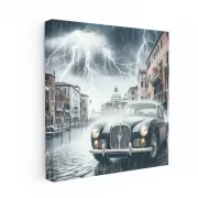 Retro Maserati in Thunderstorm: Classic Elegance Unleashed