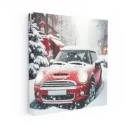 Mini Cooper in Snowfall - Stylish and Iconic Ride