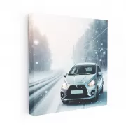 Mitsubishi Mirage in Snowfall - Efficient and Compact Ride