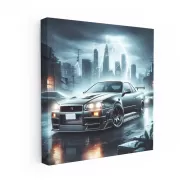 Nissan GT-R R34 in Thunderstorm - Unleash Beast