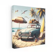 Vintage Renault on Beach - Classic Charm in Motion