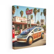 Tesla Futuristic Art in Vintage Style - Timeless Innovation