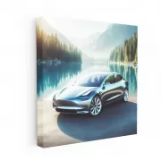 Tesla Model 3 at Lake - Innovation Meets Elegance